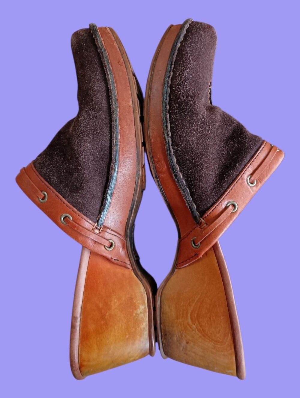 Timberland Brown Suede Comforia clogs with wooden heels Size 9 GRUC - Picture 5 of 8